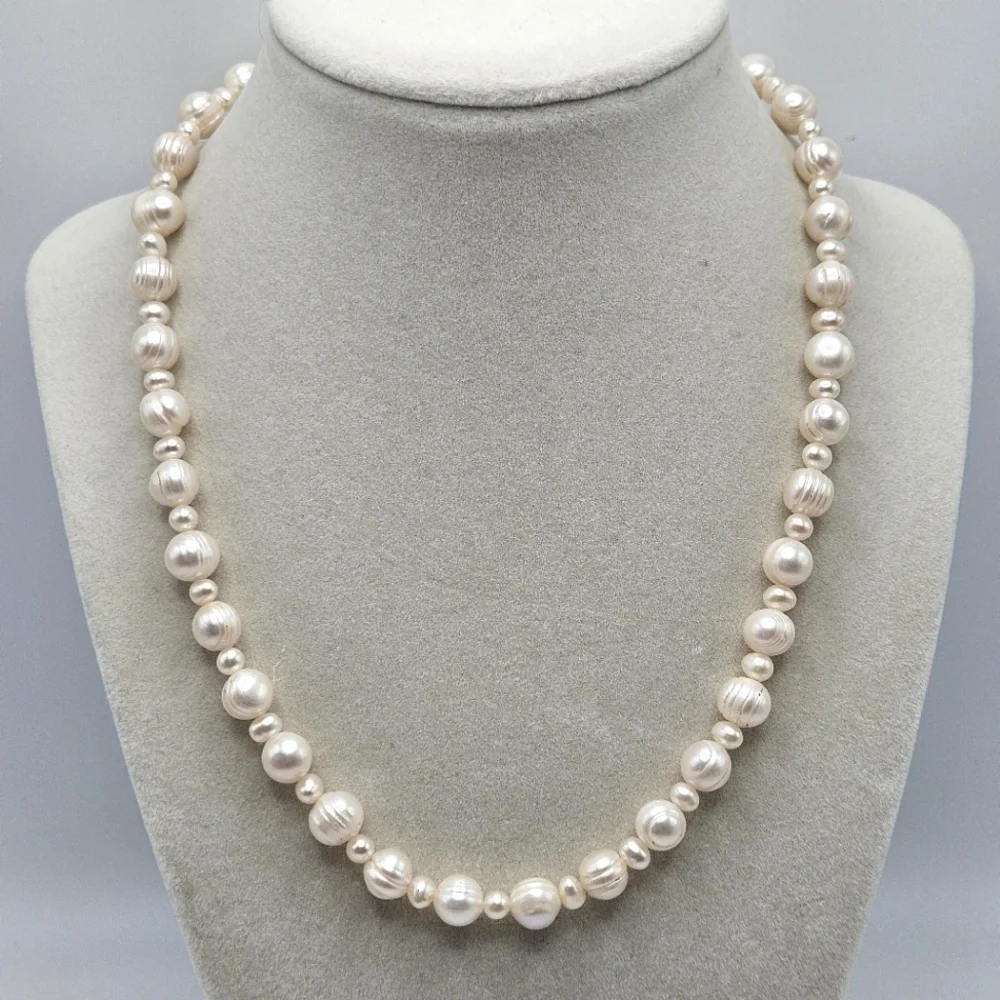 VINTAGE IPS Freshwater Pearl Single Strand Sterling Silver 925 Clasp Necklace